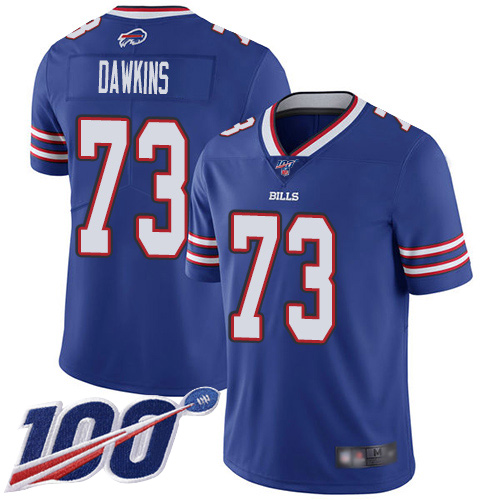 Men Buffalo Bills #73 Dion Dawkins Royal Blue Team Color Vapor Untouchable Limited Player 100th Season NFL Jersey